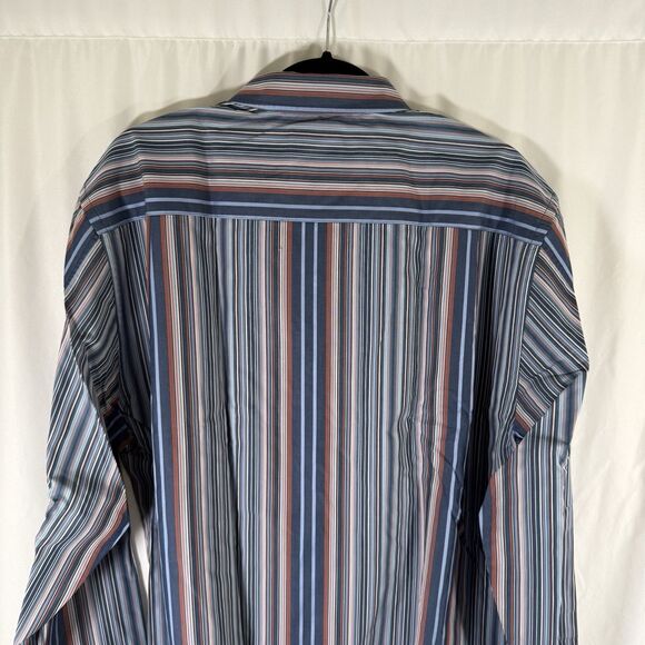 New Tommy Bahama Dress Shirt Men's L Blue Striped Long Sleeve Button Up Cotton - Picture 11 of 12